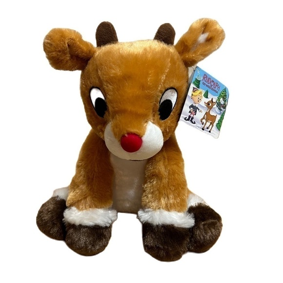 Rudolph the Red Nosed Reindeer Plush NWT Stuffed Animal Christmas Kids Toy Brown - Picture 1 of 8
